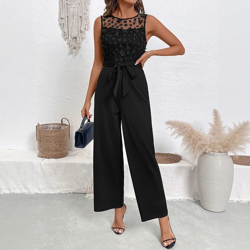 Flower Sleeveless Wide Leg Jumpsuit | Best selling suit