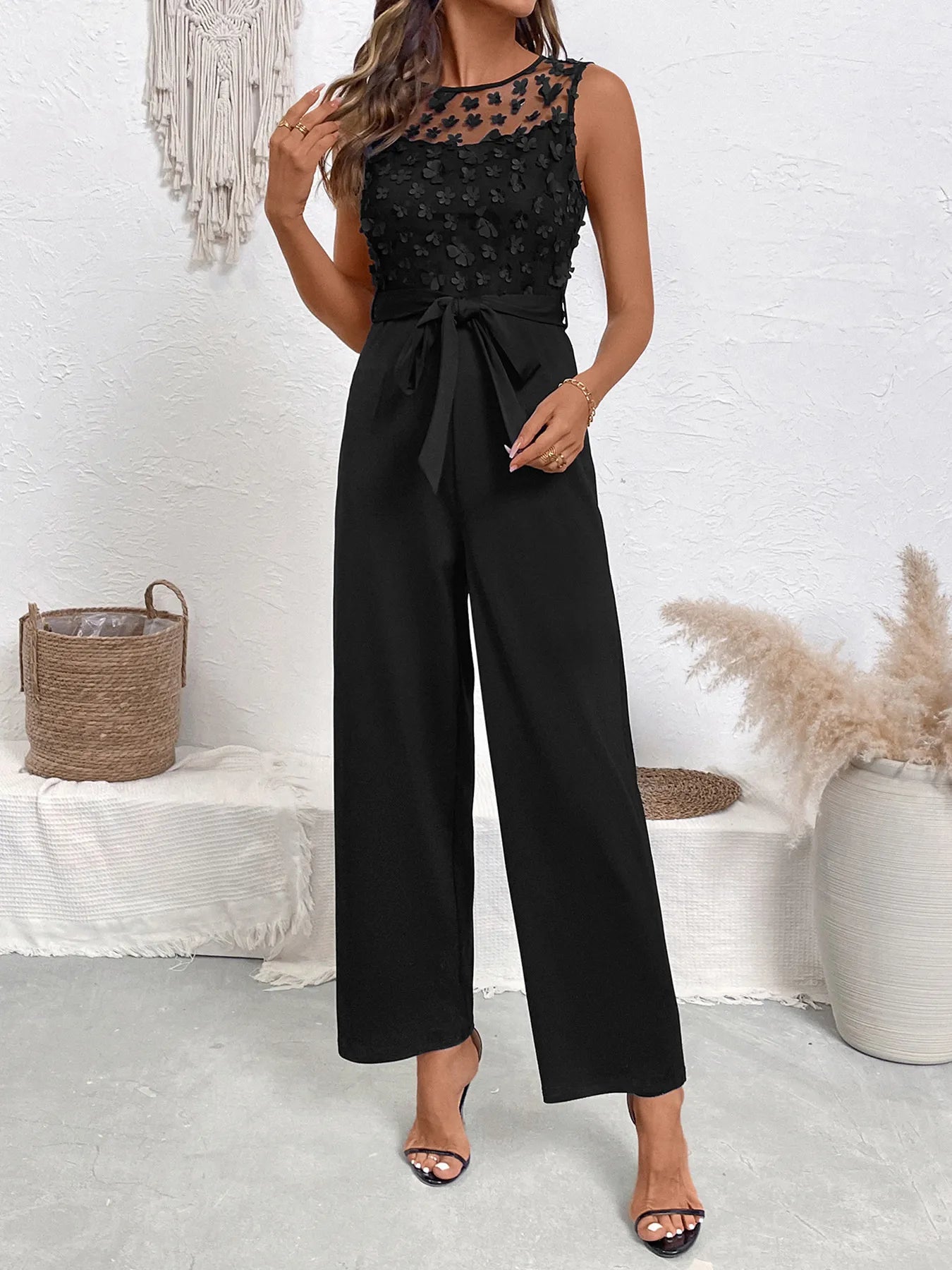 Flower Sleeveless Wide Leg Jumpsuit | Best selling suit