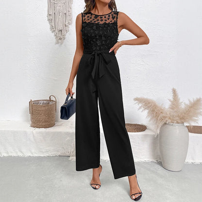Flower Sleeveless Wide Leg Jumpsuit | Best selling suit