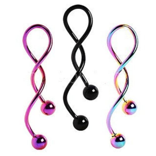 PVD Plated Spiral Navel Ring Twist-0